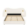 Garcia Cloud-Shaped Boucle Upholstered Bed with Built-In Reading Lights and USB Ports,King Size,White King Bed