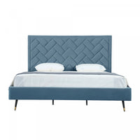 Crosby Modern Upholstered Velvet King Bed in Blue