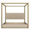 Sophia Upholstery Canopy Platform Bed with Foam Headboard and Velvet,King Size,Beige King Bed