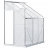 Outsunny 6' X 4' X 7' Lean-to Polycarbonate Greenhouse With Sliding Door And Roof Vent, Walk-in Garden Green House With Aluminium Frame For Plants Herbs Vegetables, Silver