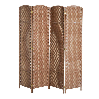 Homcom Double Hinged Woven Wicker Room Divider And Privacy Screens|Homcom Separateur De Piece En Osier Tisse A 4 Panneaux 6ft