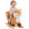 Qaba Rocking Horse for Toddlers 1-3 Years, Deer Baby Rocking Horse with Seat Belt, Stuffed Plush Ride-On Animal with Sounds, Wooden Rocker for Birthday or Christmas Gift, Brown