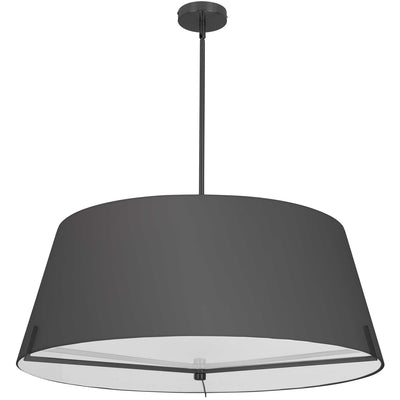 Dainolite Preston 4 Light Pendant 33" Dia Matte Black Black Fabric Shade Lamp|Luminaire suspendu Preston de Dainolite de 33 po de diamètre avec abat-jour en tissu noir, fini noir mat et 4 ampoules