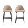 Gracie Modern Metal Upholstered Counter Stool in Tan and Black - Set of 2