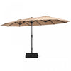 Costway 15FT Double-Sided Twin Patio Umbrella Outdoor Market with Crank & Base Brown