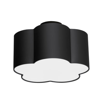 Dainolite Phlox 3 Light Flush Mount Small Matte Black Black/White Shade Lamp|Petit plafonnier affleuré Phlox de Dainolite avec abat-jour noir et blanc, fini noir mat et 3 ampoules
