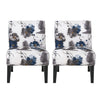 Oliver Linen-look Fabric Accent Chair Set Of 2 With Rubberwood Legs - Blue, Multicolour