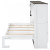 Olivia Solid Wood Murphy Bed with LED Light and Foldable Cabinet,Twin Size,White Twin Bed