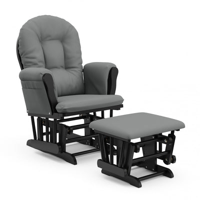 Storkcraft Hoop Glider and Ottoman - Black/Gray Chair