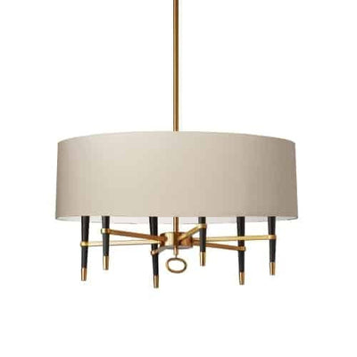 Dainolite Langford 6 Light Chandelier Vintage Bronze Cream Shade Lamp|Lustre Langford de Dainolite avec abat-jour crème, fini bronze rétro et 6 ampoules