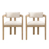 James Armrest Dining Chair Set Of 2 With Rubberwood Frame - Beige