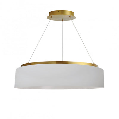 Dainolite Circulo Chandelier 34w Aged Brass White Shade Lamp|Lustre Circulo de Dainolite avec abat-jour blanc, fini laiton vieilli et ampoule de 34 W