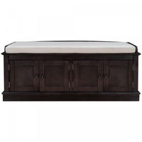 Daniel Solid Wood Storage Bench With 4-door Shoe Cabinet With Adjustable Shelves - Espresso