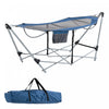 Outsunny Foldable Outdoor Hammock With Stand, Portable Hammock Bed With Carrying Bag And Pocket For Travel, Beach, Backyard, Patio, Hiking, Dark Blue