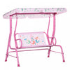 Outsunny 2-seat Kids Porch Swing Chair, Children Outdoor Patio Furniture Lounge Chair For Garden, With Adjustable Canopy, Seat Belt, Mermaid Pattern, For 3-6 Years Old, Pink