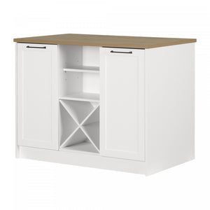 Toscano 6-drawer Kitchen Island With Doors And Wine Storage - White And Maple Nutmeg