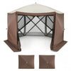 Costway 11.5 X 11.5 Ft Pop-up Gazebo Tent With Mesh Netting Walls 2 Removable Privacy Wind Cloths