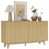 55\" Modern Sideboard Buffet Cabinet with Fluted Doors Wood Legs Nature Wood