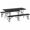 Outsunny 6ft 3-piece Faux Rattan Folding Picnic Table W/ 2 Benches, Black