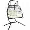 Outsunny Double Hanging Egg Chair, Foldable Hammock Chair, Cream White