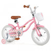 Costway 14\" Kid's Bike With Removable Training Wheels & Basket For 3-5 Years Old Pink