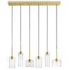Dainolite Industrial Chic 6 Light Horizontal Pendant Aged Brass Finish Clear Glass Lamp