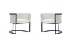 Cosmopolitan Mid-Century Modern Vegan Leather Metal Dining Chair in Ivory - Set of 2