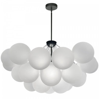 Dainolite Miles 8 Light Chandelier Matte Black Frosted Glass Lamp|Lustre Miles de Dainolite en verre givré, avec fini noir mat et 8 ampoules