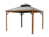 Yosemite 10 X 10' Double Roof Galvanized Steel Roof, Aluminum Posts Wood Finish