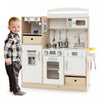 Costway Kids Pretend Play Kitchen Wooden Toy Playset With Led Lighting & Coffee Maker