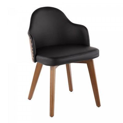 LumiSource Ahoy Faux Leather Mid-Century Dining Chair - Walnut/Black|Chaise de salle à manger de style du milieu du 20e siècle Ahoy en similicuir - noyer et noir