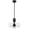 Dainolite Amanda 3 Light Pendant Matte Black White Opal Glass Lamp