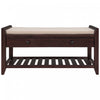 Stephanie Pine Wood Shoe Rack Bench With Cushioned Seat With Storage Drawers - Espresso