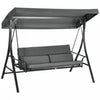 Outsunny 3 Person Porch Swing Bed With Adjustable Canopy Dark Grey