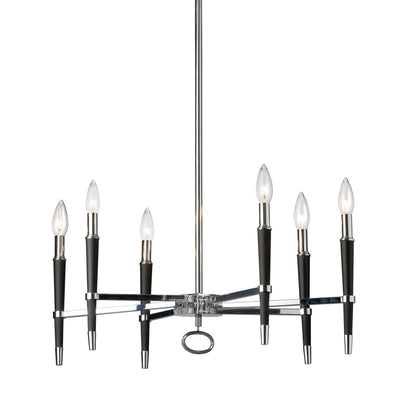 Dainolite Langford 6 Light Chandelier Polished Chrome Finish Lamp|Lustre Langford de Dainolite avec fini chromé poli et 6 ampoules