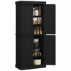 HOMCOM Freestanding 4 Door Kitchen Pantry Cabinet with Shelves Black