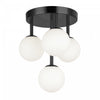 Dainolite Megallan 4 Light Flush Mount Matte Black White Opal Glass Lamp