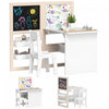 Qaba Kids Table And Chair Set, 3 In 1 Toddler Table And Chair Set With Foldable Easel, Storage Shelves, Roll Paper, Kids Art Table And Chair Set For 3-8 Years, White