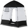 Outsunny Pop Up Shower Tent, Portable Privacy Shelter For 2 Persons, Changing Room With 2 Windows, 3 Doors, Carrying Bag, Grey And Black