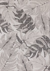 Jackson Grey White Botanical Leaves Rug, 5'3\" x 7'7\" Outdoor Area Rug