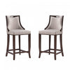 Emperor Traditional Wood Upholstered Barstool in Light Gray - Set of 2