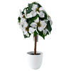 Tabletop White 22\" Poinsettia Tree