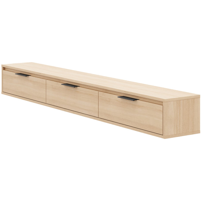 Nordika Slim 72\" Wall-Mounted TV Stand with 3 Storage Cabinets - Natural Blonde Oak
