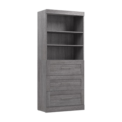 Bestar Pur 36 W Closet Organizer with Drawers - Bark Grey|Organisateur de garde-robe Pur de Bestar de 36 po (L) avec tiroirs - gris écorce
