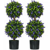 HOMCOM 2.3ft Set of 2 Potted Artificial Plant Ball Tree w/ Lavender Flowers