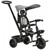 Qaba Kids Tricycle 4 In 1 Trike With Reversible Angle Adjustable Seat Removable Handle Canopy Handrail Belt Storage Footrest Brake Clutch For 1-5 Years Old Grey