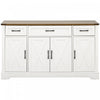 Ryan 55\" Adjustable Storage Buffet Cabinet With Door Shelves And Coffee Bar Station - White