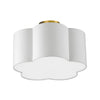 Dainolite Phlox 3 Light Flush Mount Small Aged Brass White Shade Lamp