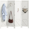 HOMCOM 56.9\" 4 Panel Room Divider with Pegboard Display for Indoor White