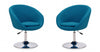 Hopper Modern Upholstered Swivel Lounge Chair in Blue - Set of 2 Accent Chair